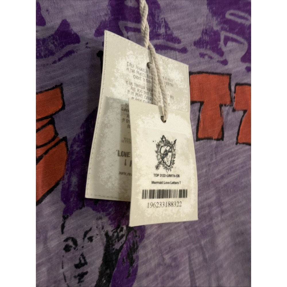 NWT Magnolia Pearl Purple Mermaid Love Letters Tee Hand Distressed One Size OSFM - Picture 10 of 16